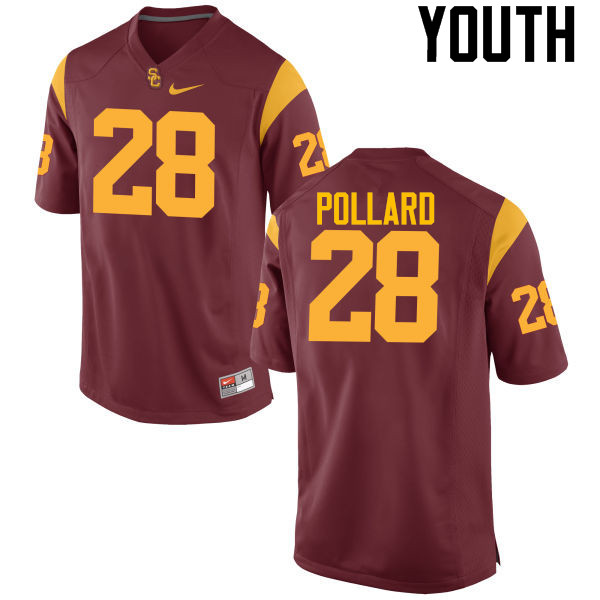 Youth #28 C.J. Pollard USC Trojans College Football Jerseys-Cardinal